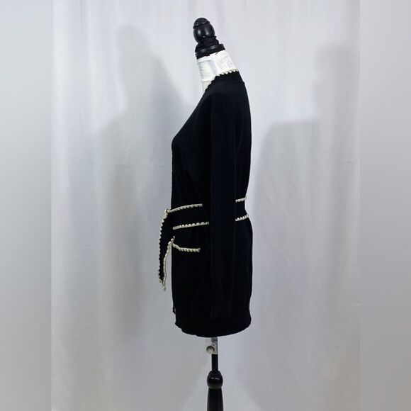 REBECCA TAYLOR Belted Stitched Wool-Blend Cardigan size M - Picture 8 of 14